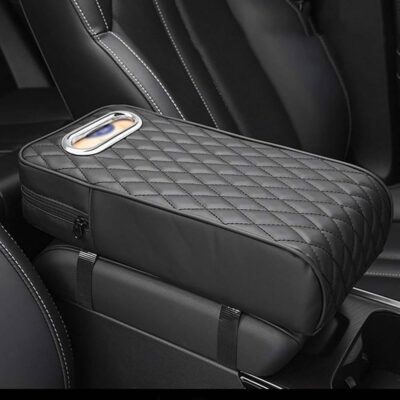 Armrest Box Mats Multifunctional With Storage Pocket Universal Arm Rest Pad | Car Armrest Storage Box | Arm Rest Pad (Black)