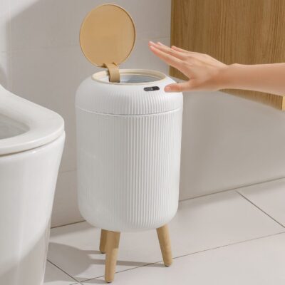 Smart Sensor Wastebasket, Convenient and Hygienic Easy to Use, Technology Sensor Waterproof Wastebasket Plastic Trash can for Kitchen, Bathroom, Bedroom, Living Room, Office and Outdoor
