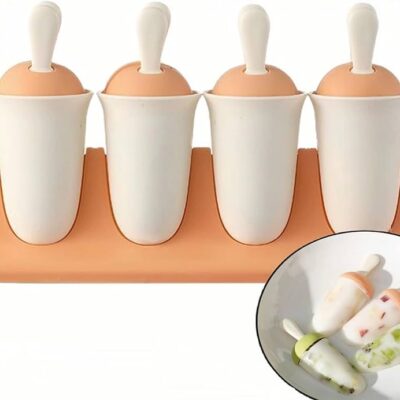 Popsicle Mold Set for Kids 8 Pieces Silicone Popsicle Maker Ice Cream Molds DIY Frozen Ice Pop Molds Kitchen Accessories Easy Release Breastmilk Reusable BPA Free Homemade Cakesicles (Orange)