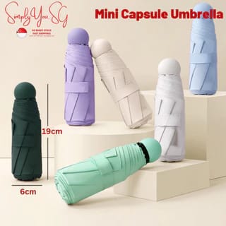 Five-fold Rain or Shine Dual-use Capsule Umbrella，mini ultra-light compact portable pocket umbrella, UV Protection Folding Manual