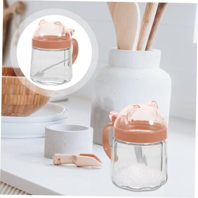 Kitchen Glass Spice Jar with Lid Compact Condiment Storage Container Household Kitchen Dispenser