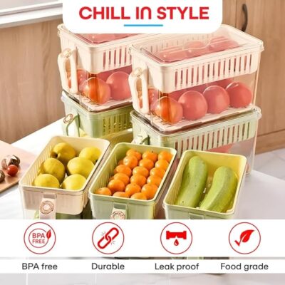 Fridge Organizers Storage Box Set - Premium Fridge Storage Containers & Freezer Storage Containers - BPA-Free, Clear Plastic, Stackable for Optimal Kitchen Organization