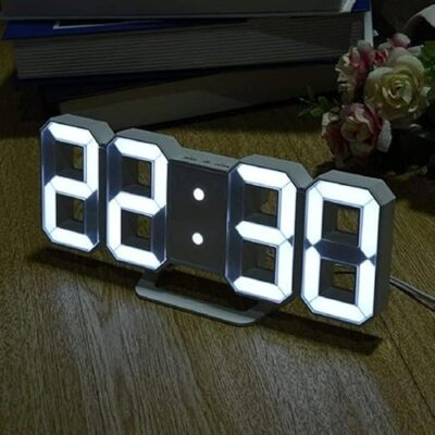 3D LED Digital Wall Clock for Home, Alarm Clock Table Clock Wall Hanging, Easy to Read at Night-Plastic for Home Office