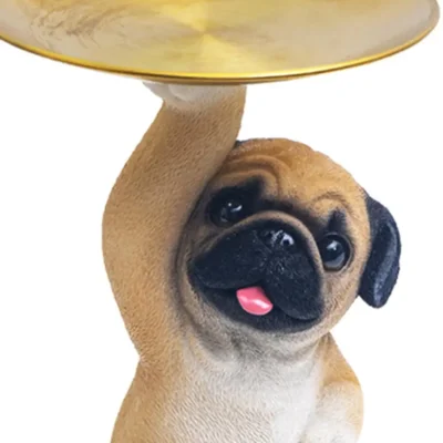 Dog Statue Resin Cute Decorative Candy Bowl for Bookshelf Bedroom Office Sit Decorative Showpiece