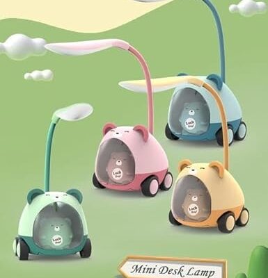 OneWishDesk Lamp - Cartoon Car Design, Dimmable LED Light with Pencil Sharpener, Perfect Study & Reading Lamp for Kids, Students, Dorm, Bedroom, Office, Living Room