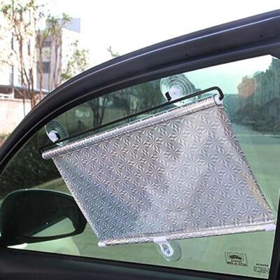 Automatic Sun Block Winding Car Side Laser Insulation Curtain Silver Universal