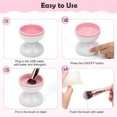 Electric Makeup Brush Cleaner Machine - Makeup Brush Cleaner Portable Automatic Cosmetic Tools Brush Cleaner Spinner Makeup Tools for All Size Beauty Makeup Brushes