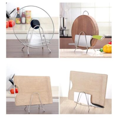 Stainless Steel Cutting Board Holder, Cutting Board Rack Chopping Board Organizer Stand, Kitchen Organizer Drying Rack Pot Pan Lid Holders Houseware Rack, 4.52'' x 6.88'' x 5.90''