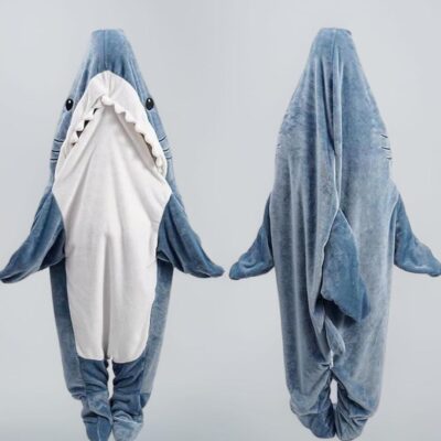 Shark Blanket Pajamas for Women Men Adult Warm Fleece Blanket Soft Plush Wearable Blanket Hoodie Onesie Shark Sleeping Bag Party Halloween Costumes - (L, Suit for 155-168cm height, 40-57 kg)