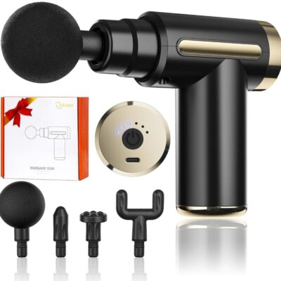 Mini Massage Gun,Cordless Handheld Deep Tissue Muscle Massager 6 Speeds Percussion Massage Device Super Quiet with Intelligent Pressure Sensing System
