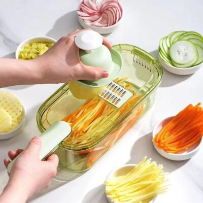 Vegetable Chopper, Slicer for Kitchen - Multifunctional Kitchen Tomatoes Peelers, Versatile Slicing Tool with Storage Box for Potatoes, Cucumbers | Vegetable Spiralizer with 1.5 Litre Container